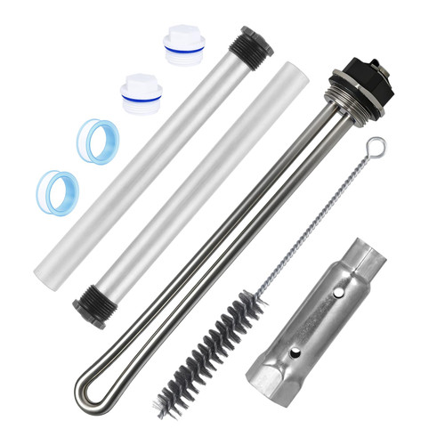 RV Water Heater Kit (9Pcs) - 520789 Heating Element + 2 Anode Rods (9.25", 3/4" NPT) | Compatible with Suburban (520900/SW6DE/SW10DE/SW12DE), Atwood | Includes Wrench & Tape (Model 9)