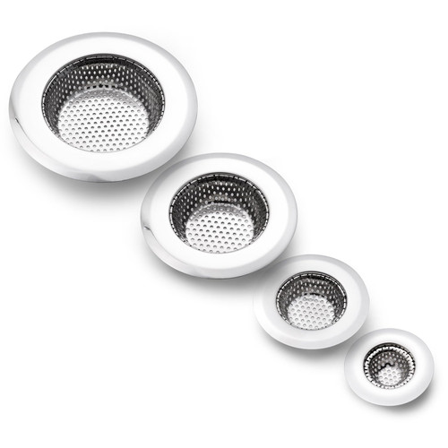CORNERJOY 4 Pack Heavy Duty Stainless Steel Kitchen Sink Drain Strainer, Bathroom Hair Catcher Shower Drain Cover, Sink Tub Drain Stopper, Wash Basin Floor Drain, 2.1 to 4.5 Inch Diameter Rim
