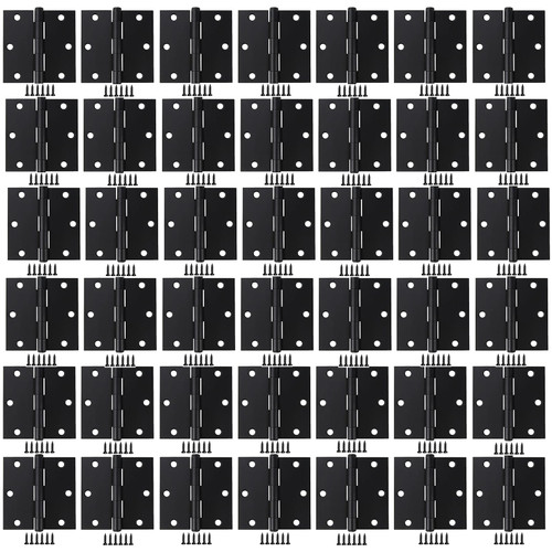 Allucky Matte Black 42 Pack 3x3 Inch Interior Door Hinges for Square Corners