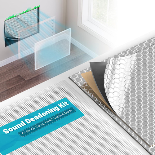 Chiligent Sound Deadening Kit for Vent, Vibration Damping and Noise Reduction, Soundproofing Mats & Mesh Vent Covers for Air Vents, HVAC Vents & Ducts, White