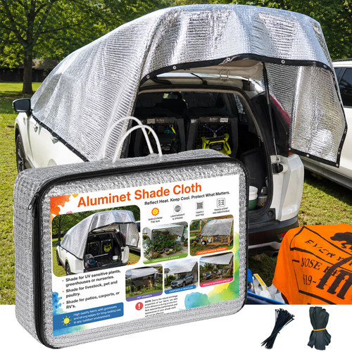 12x20FT 85% Aluminet Shade Cloth with Grommets, Heat Reflective Tarp Cover