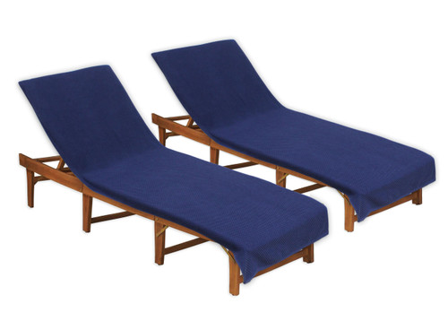 COTTON CRAFT Pool Lounge Chair Cover - 2 Pack Euro Spa Waffle Weave - Navy