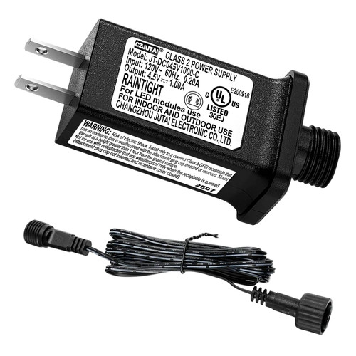 4.5V 1A LED Controller with Extension Cord, Replacement Model JT-DC45V1000-C Class 2 Power Supply IP44 LED Light Controller Low Voltage Transformer for Halloween Christmas Holiday String Light