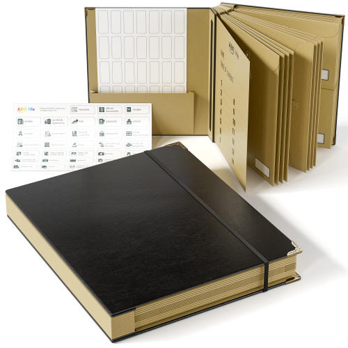 ABC life Important Document Organizer, Black