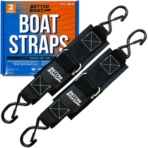 Boat Tie Down Straps to Trailer, 2 Inch x 48 Inch Marine Grade Transom