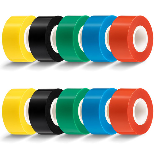 Pangda 10 Rolls Self Fusing Silicone Tape 1 in x 10ft Multicolor Heavy Duty Electrical Tape Waterproof & Insulating Self Bonding Repair Bandage for Hose, Gym Equipment, Automotive, Outdoor & Repairs