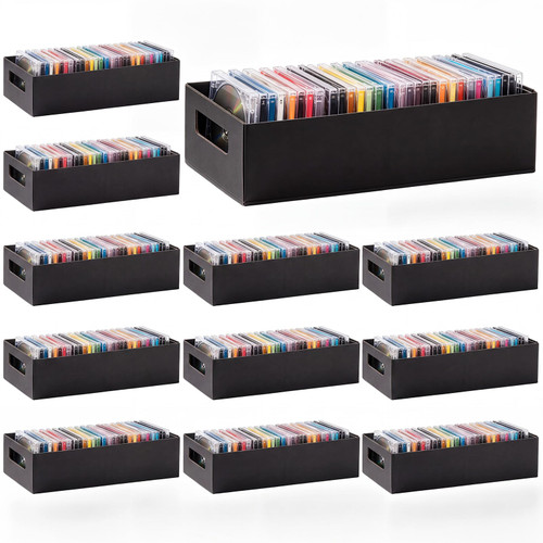 Fuyoooo 12 Pack CD Storage Boxes Corrugated Cardboard CD Case Holder Bulk