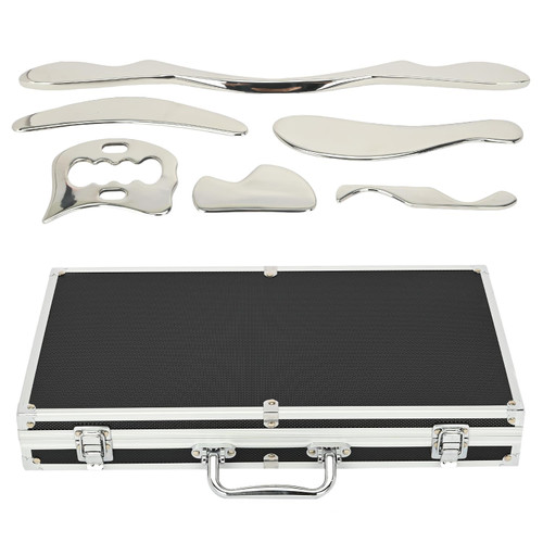 tonchean Gua Sha Scraping Massage Tool Set, 6-Piece Muscle Scraper IASTM Tool Set Stainless Steel Myofascial Release Tool Deep Tissue Massage Tool Set for Reduce Arms, Legs, Back, Shoulder Muscle Pain