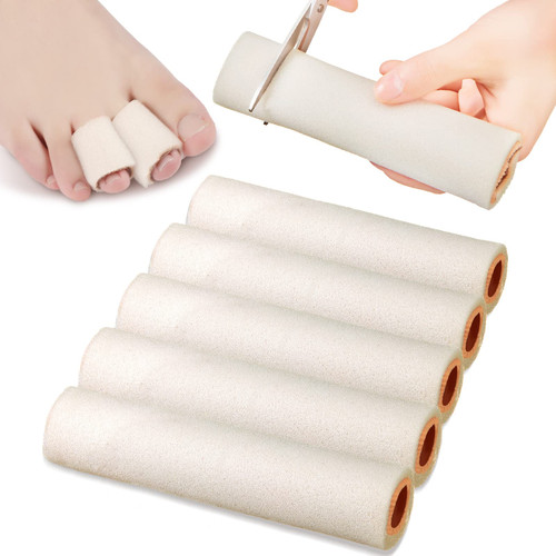 Tondiamo 6 Pcs Foam Toe Sleeves Protector Cuttable Tube, Medium, Beige