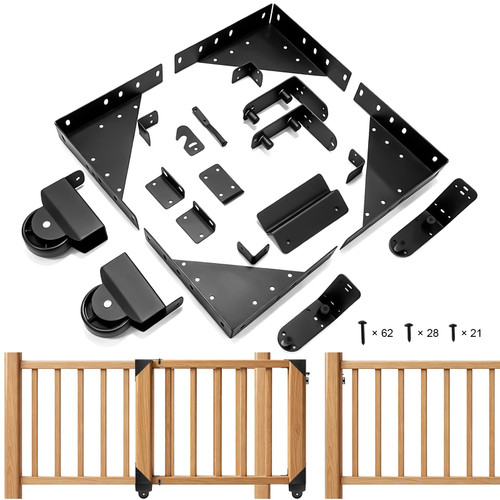 Heavy Duty Sliding Gate Hardware Kit for 1.5"-2" Wood Gates, Anti-Sag