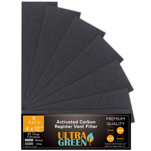 4 x 12 Inch Air Vent Filters Activated Charcoal Carbon Floor Pre-Filter