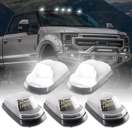 POPMOTORZ 5PCS White LED Cab Roof Lights Roof Top Clearance Lights Cab Marker Lamps for 2017 2018 2019 2020 2021 2022 Ford F250 F350 F450 F550 Super Duty Led Roof Running Light