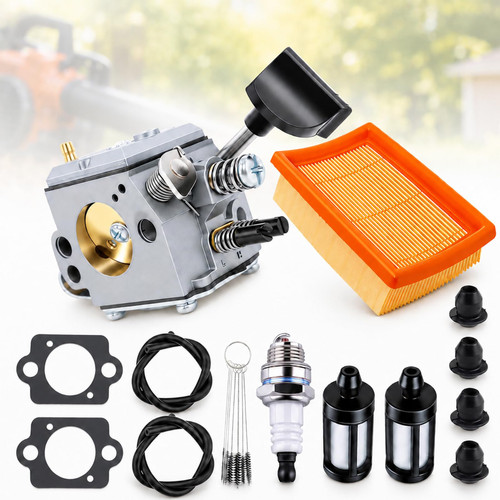 Podoy BR340 BR420 Blower Carburetor Kit with Air Filter and Fuel Lines