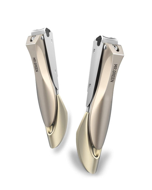 MR.GREEN Nail Clippers Set for Thick Nails, Professional Nail Cutter with Catcher, Medical Grade Stainless Steel, Sharp and Durable Nail Clipper Kit for Men and Women, Bionics Design, 2 Pack