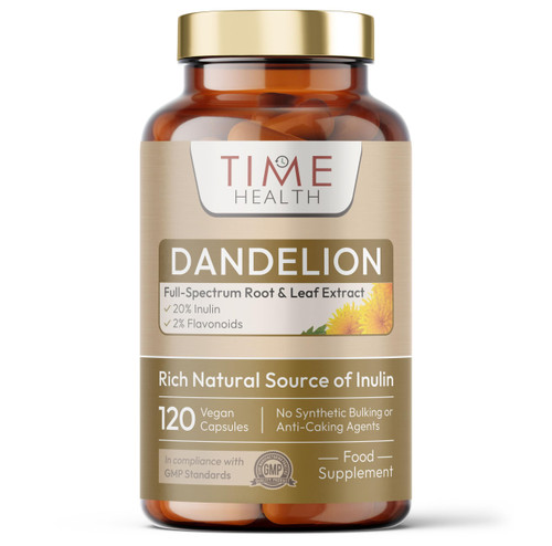 European Dandelion Extract Capsules - Full Spectrum Root & Leaf - High Strength 2400mg Wholefood Equivalent - 20% Inulin / 2% Flavanoids - Vegan - No Fillers or Flow Agents - 120