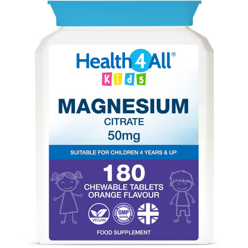 Kids Magnesium 180 Chewable Tablets for Children 4+, Sleep & Stress Support