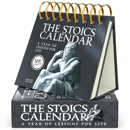 Stoic Calendar - 366 Daily Quotes, Perpetual Desk Calendar with Gift Box