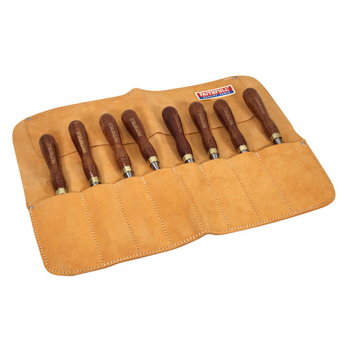 Faithfull Suede Leather Chisel Roll, 8 Pocket - Tan
