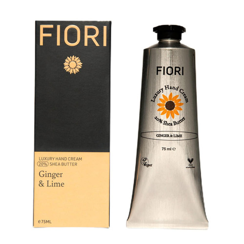 Fiori Ginger & Lime Hand Cream (75ml) - Moisturizing Dry Hand Cream with Organic Shea Butter & Aloe Vera - Vegan Hand Moisturizer - Nourishing Hand Lotion - Luxurious Hand Care