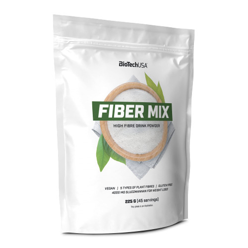 BioTechUSA Fiber Mix | 5 Types of Plant Fibres | Glucomannan, Citrus Fiber, psyllium | Weight Loss Support, 225 g, Unflavored