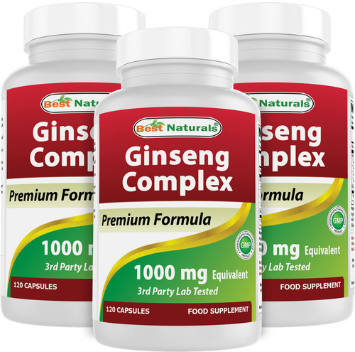 Best Naturals Ginseng Complex 1000 mg 120 Capsules (120 Count (Pack of 3))