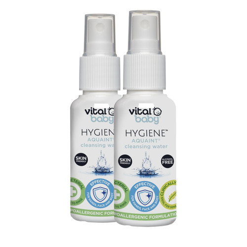 Vital Baby Aquaint Cleansing Water 50ml, 2 Pack| Hypoallergenic, Antibacterial