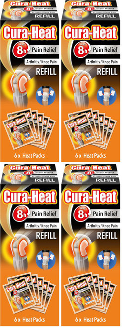 Cura-heat Arthritis Pain for Knee Refill 6 Heat Packs (Pack of 4)