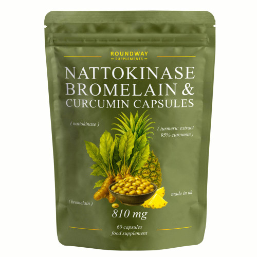 Nattokinase Bromelain Curcumin | Foreign Protein Detox & Cleanse with Black Pepper Extract | High Strength | 60 Vegan Capsules, Made in the UK by Roundway Supplements