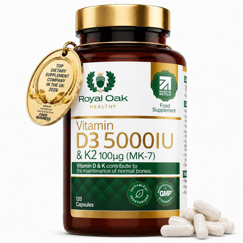 Royal Oak Health Vitamin D3 5000 IU & Vitamin K2 100mcg - x120 Capsules