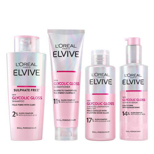 L'Oréal Paris Elvive Glycolic Gloss Shampoo, Conditioner & Treatment Set