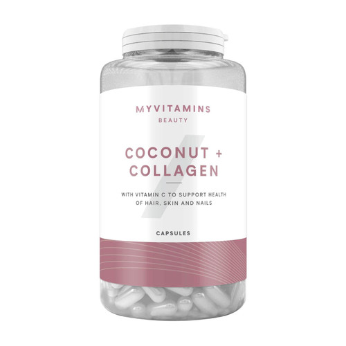 Myvitamins Coconut & Collagen Capsules | Marine Collagen, Coconut Oil & Vitamin C for Skin Hydration, Hair Health & Anti-Ageing Support | 180 Capsules | High-Strength Beauty Supplement