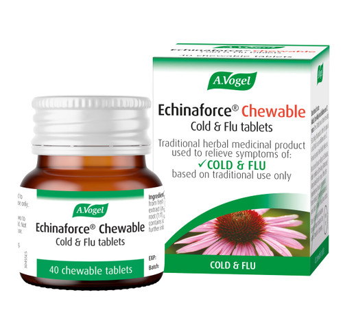 A.Vogel Echinaforce Chewable Cold & Flu Tablets | Relieve Cold & Flu Symptoms | Extracts of Fresh Echinacea | 40 Tablets