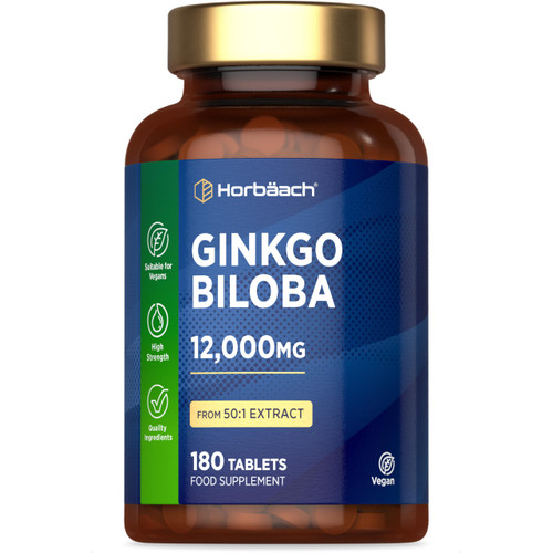 Ginkgo Biloba 12,000mg - 180 Vegan Tablets