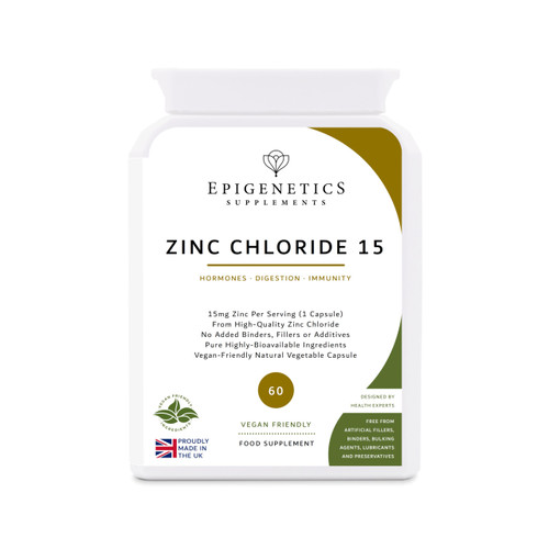 Zinc Chloride 15 | 15mg Highly Absorbable Zinc Chloride Mineral Supplement | 60 Vegan Friendly Capsules UK Made | 1 Capsule Daily (2 Month Supply)