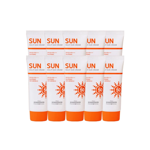 Food Aholic (10 Pieces) Food Aholic Multi Sun Cream 70ml SPF50 PA+++ / Non-white cast hybrid sunscreen sunblock UV protection / (10개)푸드어홀릭 멀티 선크림 70ml SPF50 PA+++ /백탁없는 혼합자차 썬크림 선블록 자외선차단제