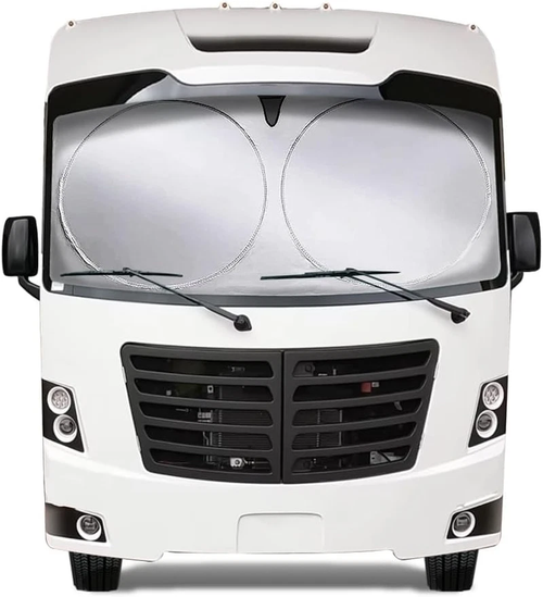 Class a RV Windshield Sunshade Cover, Reflective Window Film for Trailer Heat Bl