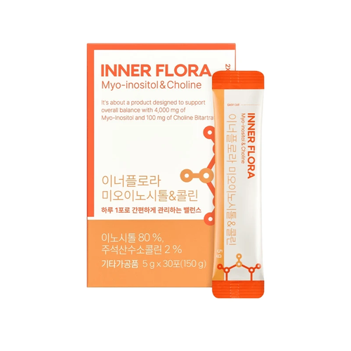 New Origin Innerflora Myoinositol & Choline 5g×30 packets, 1 lemon flavor / 뉴오리진 이너플로라 미오이노시톨 앤 콜린 5g×30포 1개 레몬맛 1개