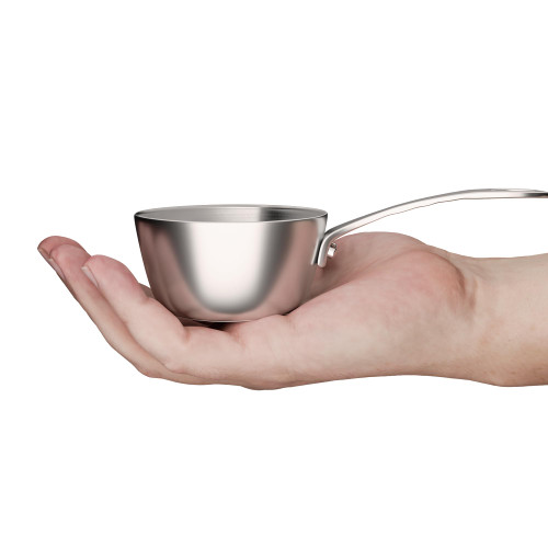 Macevia Mini Sauce Pan,18/10 Stainless Steel Butter Warmer Mini Pan Cooking Sauce Cup with Handle For All Stoves Multipurpose Use for Home Kitchen or Restaurant (5oz/150ml) - Silver