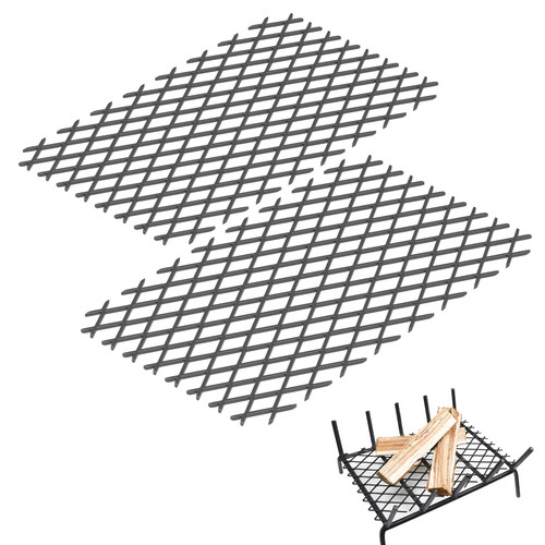 Powrocket 2 Pack Fireplace Grate Ember Retainer 16 x 10 Inch,Heavy Duty Solid Steel,Add Support to Fire Logs on Grate,Suitable for Most Indoor Fireplace and Outdoor Fire Pit