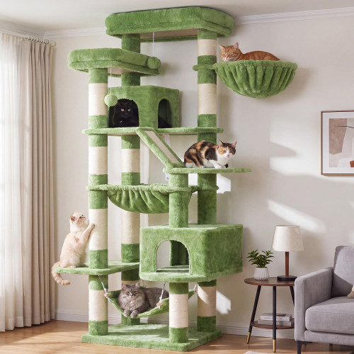 Heybly Cat Tree, 71-Inch-Tall Tower for Indoor Cats with 2 Perches HCT034M