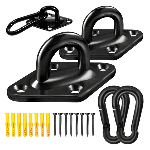 Upgraded 1600 lb Hammock Hooks Heavy Duty, 2PCS M8 Stainless Steel Pad Eye Hooks+2PCS 8MM Snap Hook + 8PCS Heavy Duty Screws for Hammock Hanging Kit, Swing Hanging, Wall/Ceiling Mount,Indoor & Outdoor