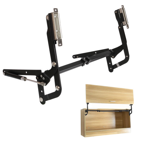 Riyhch Vertical Lift Hinge, Vertical Swing Lift Pneumatic Arm Kitchen Mechanical Hinge Slow Closing, Durable & Silent Fit for Cabinet Width: 19.69-35.43" Matte Black