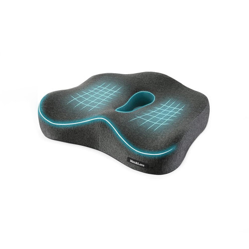 Memory Foam Seat Chair Cushion for Relieves Back Sciatica Pain Tailbone Pain Coccyx Degenerating Disc Orthopedic Osteoarthritis Prostate Cushion Low Back Pain Cushion Hip Shaping (Dark Gray)