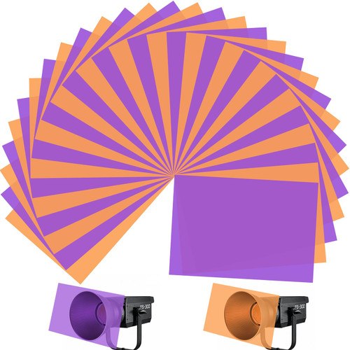 Halloween Light Gels Colored, Halloween Correction Gel Filter, Light Covers Transparent Film Plastic Sheets in Purple Brown and Orange, 11.7 x 8.3 in