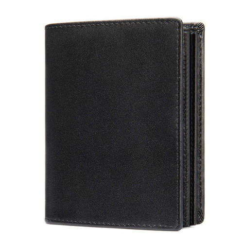 NIUCUNZH Mens Leather Bifold RFID Vertical Wallet Extra Large Capacity Card Holder with 16 Slots and ID Window Black