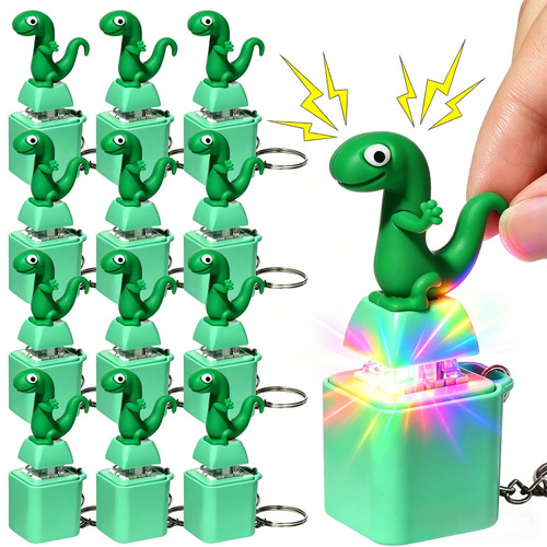 12 Pcs Lizard Sound Button Keychain Lizard Portable Anxiety Stress Relief LED Lights Fun Keychain Animal Button Fidget Finger Clicker for Office Pranks Anxiety Relief Gift Sensory Goodie Bag Stuffers
