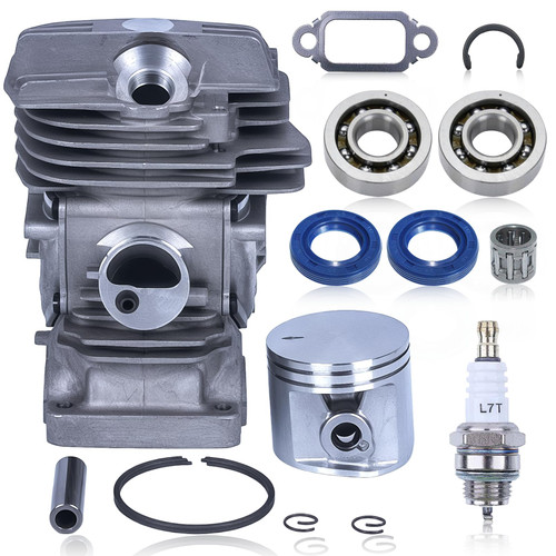 MS291 Cylinder Piston Kit for Stihl MS 291 Chainsaw, 47 mm Big Bore Top End Kit for Stihl MS 271 Farm Boss Chainsaw Parts with Crankshaft Ball Bearings and Seals, 1141-020-1206 (Round Inlet)