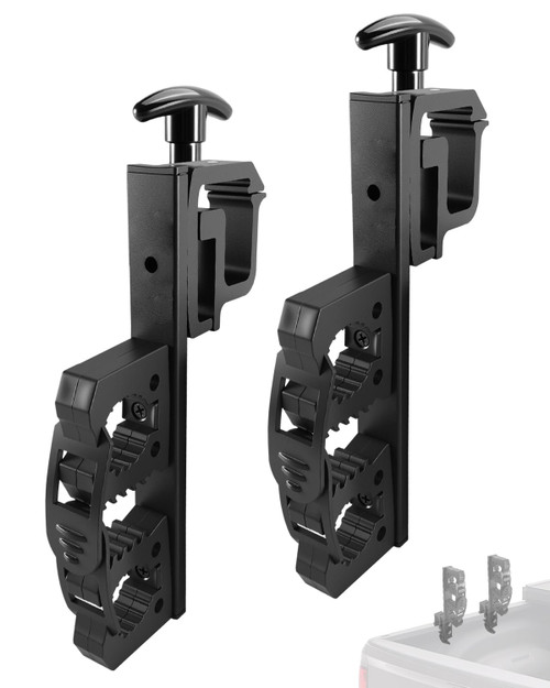 HKJWUN Truck Bed Tool Holder, Universal Tool Rack for Pickup Bed, Side Rail Bracket, Fits Most Trucks, Stainless Steel Dual Tool Storage for Shovel, Spade Hoe, 2
