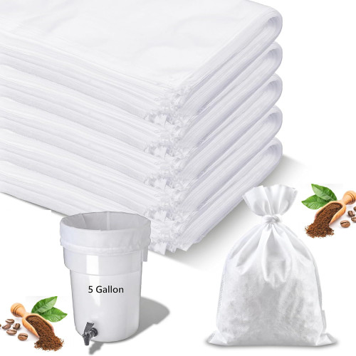 Yoojahow 200 Pack 20" x 20" Thickened Commercial Cold Brew Coffee Bags Bulk with Drawstring Disposable Coffee Filters Bags for 5 Gallon Buckets and Commercial Model Cold Brew Makers