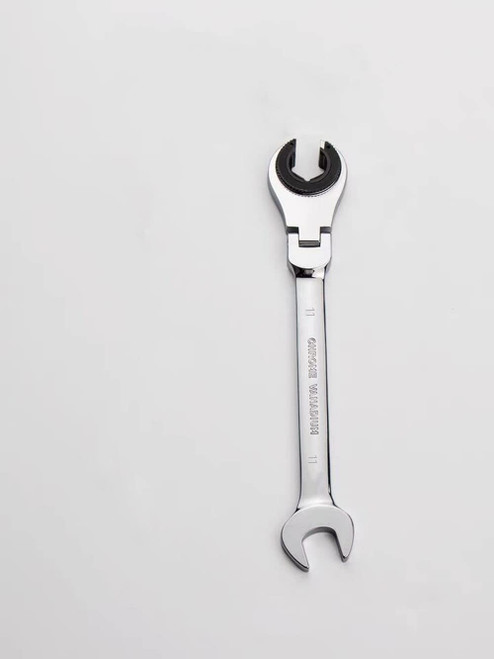 FLZOSPER Metric Fix Tubing Wrench，Flex-Head Gear Wrench, Ratcheting Fix Combination Wrench Spanner (11mm)